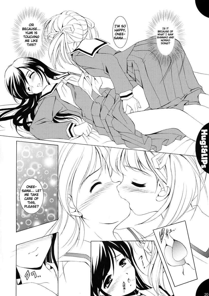 (C65) [Mizumo Club (Mizushiro Takuya)] Hug!&LIPs (Maria-sama ga Miteru) [English][Nakadashi] page 19 full