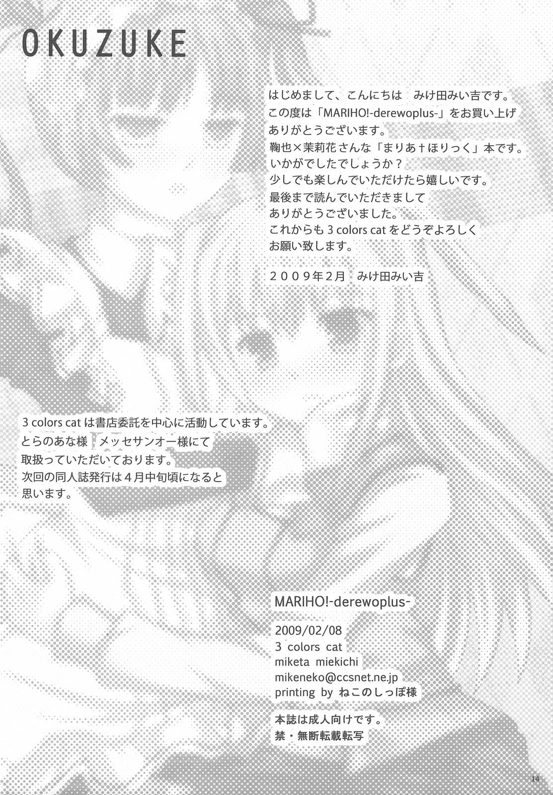 (SC42) [3 colors cat (Miketa Miekichi)] MARIHO! -derewoplus- (Maria Holic) page 13 full