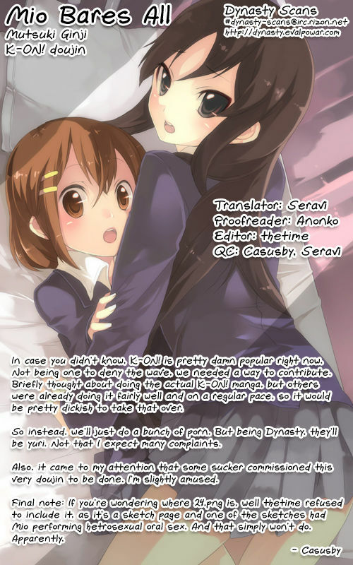 (COMIC1☆3) [Zi (Mutsuki Ginji)] Mio Dukushi | Mio Bares All (K-ON!) [English] [Dynasty Scans] page 26 full