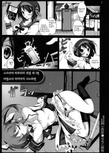 (COMIC1☆3) [Mokusei Zaijuu] Haruhi Suzumiya no Taiketsu 1 Mahou Shoujo Daka Machi Nanoha Hen | 스즈미야 하루히 의 대결1 마법소녀 타카마치나노하편 (Suzumiya Haruhi no Yuuutsu, Mahou Shoujo Lyrical Nanoha) [Korean] - page 2