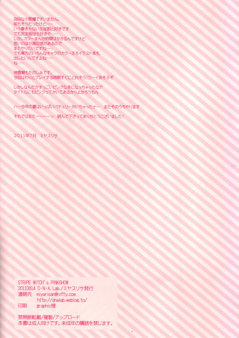 (C80) [D.N.A.Lab. (Miyasu Risa)] STRIPE WITCH's PINKSHOW (Touhou Project) page 23 full