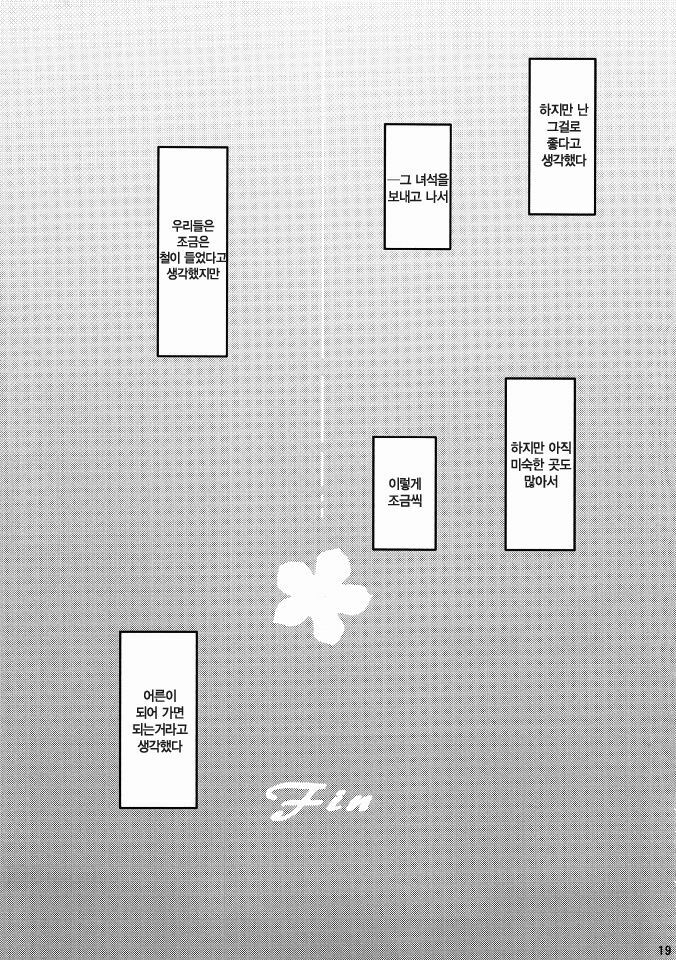 (C80) [Clowns' (Ken-1)] Naki Mushi (Ano Hi Mita Hana no Namae wo Bokutachi wa Mada Shiranai) [Korean] (Team HA-NU) page 18 full