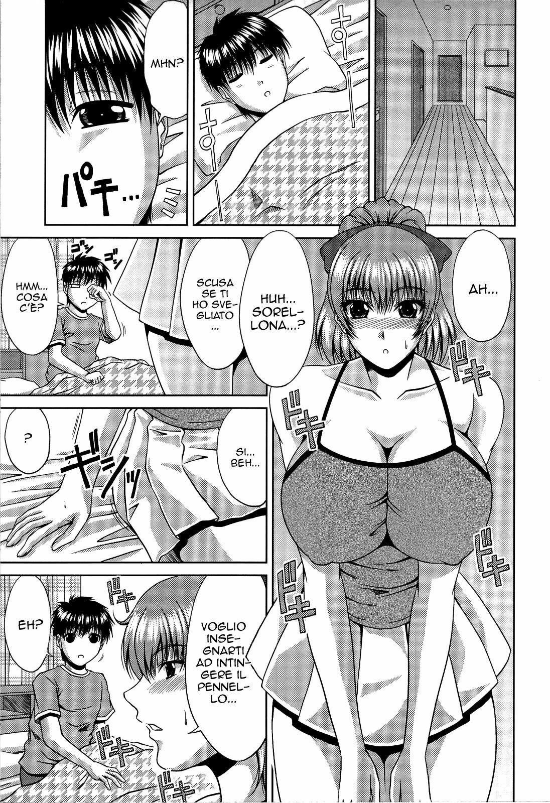 [Kai Hiroyuki] Manatsu no Hanazono ~Oba + Shimai Ohame H~ Ch. 10-11 | Il dovere di una sorella maggiore + Educazione obbligatoria [Italian] [Luca] page 5 full