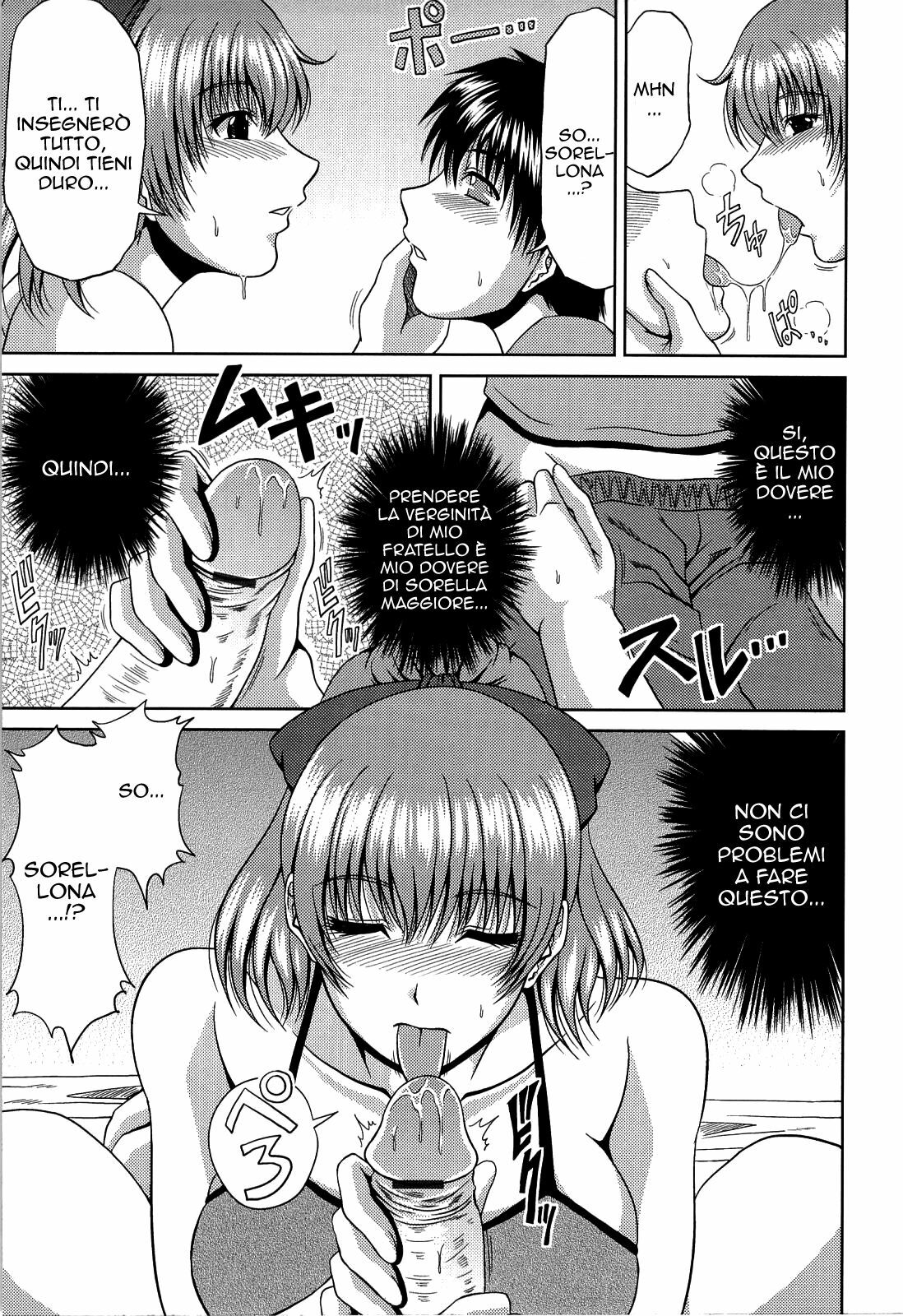 [Kai Hiroyuki] Manatsu no Hanazono ~Oba + Shimai Ohame H~ Ch. 10-11 | Il dovere di una sorella maggiore + Educazione obbligatoria [Italian] [Luca] page 7 full