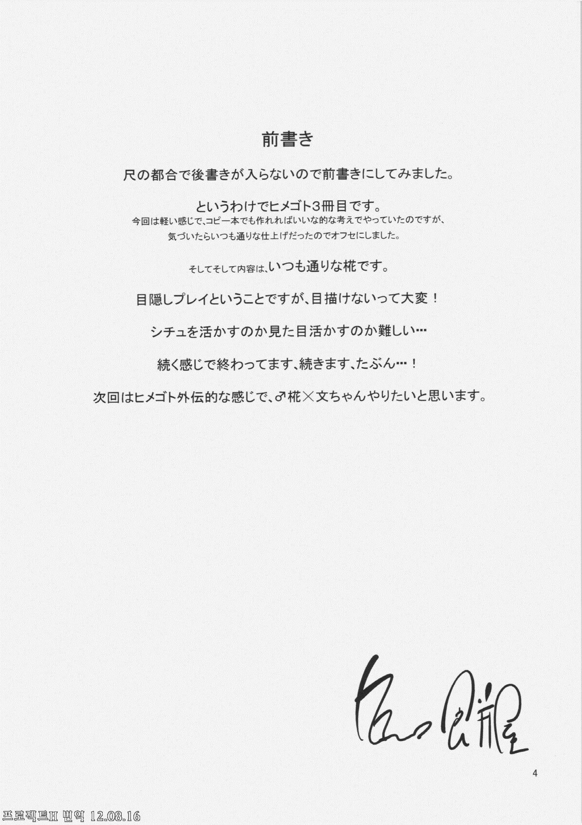 (C82) [Mochi-ya (Karochii)] Himegoto 2.5 (Touhou Project) [Korean] page 3 full